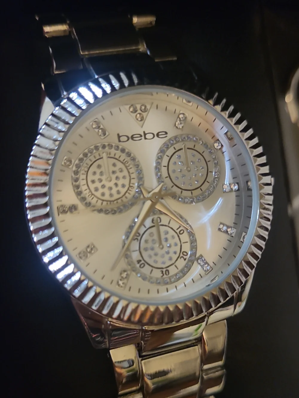 bebe Silver Women's Watch with Red Cherry Keychain